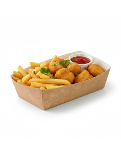 100 Pcs - Barquette en carton kraft - 350 ml, 12 x 6 cm, Hauteur: 3,7 cm 2