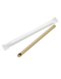 100 Pcs - Paille biseautée Kraft Bubble Tea - 200 mm, emballage individuel