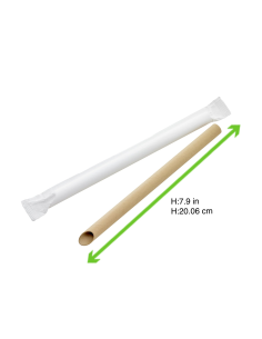 100 Pcs - Paille biseautée Kraft Bubble Tea - 200 mm, emballage individuel 2