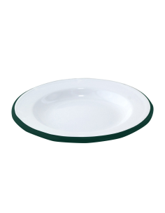 12 Pcs - Assiette Enamel Blanc Acier Émaillé - Ø180 mm, Hauteur: 25 mm