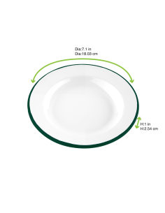 12 Pcs - Assiette Enamel Blanc Acier Émaillé - Ø180 mm, Hauteur: 25 mm 2