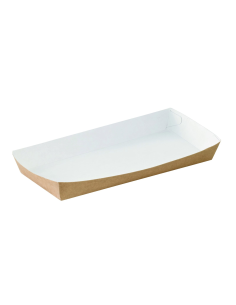 100 Pcs - Barquette carton kraft 500 ml - 20 x 9 cm, Hauteur: 2,5 cm