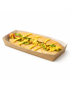100 Pcs - Barquette carton kraft 500 ml - 20 x 9 cm, Hauteur: 2,5 cm 2