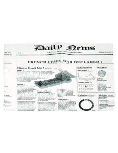 50 Pcs - Sac papier ingraissable blanc décor journal - 13 x 13 cm, ouvert 2 côtés
