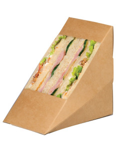 50 Pcs - Triangle sandwich kraft triple avec fenêtre - 8,5 x 12,5 x 12,5 cm