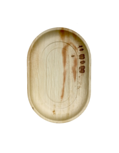 10 Pcs - Plateau ovale en palmier - 42 x 26 cm x 2,5 cm
