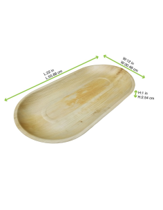 10 Pcs - Plateau ovale en palmier - 55,5 x 30 cm x 2,5 cm 2