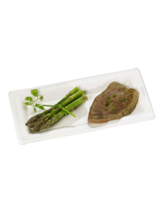 50 Pcs - Assiette rectangulaire blanche en pulpe - 26 x 13 cm, écologique et résistante 2