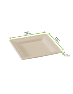 25 Pcs - Assiette carrée brune en pulpe - 160x160 mm, écologique et robuste 2