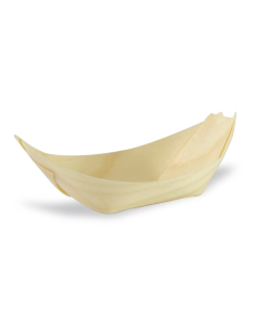 50 Pcs - Barquette bateau en bois - 7,5 x 5 cm, Hauteur: 1,5 cm