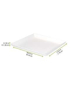 100 Pcs - Assiette carrée blanche "BioNChic" - 16 cm x 16 cm, Eco-responsable 2
