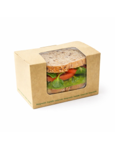 50 Pcs - Boîte sandwich carton brun avec fenêtre PLA - 12,5 x 7,7 x 7,2 cm 2