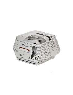 50 Pcs - Boîte burger carton blanc "Journal" - 7,5 x 7,5 x 5 cm