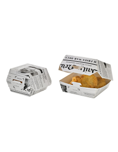 50 Pcs - Boîte burger carton blanc "Journal" - 7,5 x 7,5 x 5 cm 2