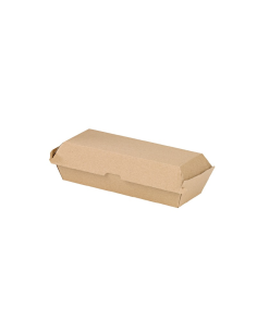 25 Pcs - Boîte hot dog carton kraft brun - 20,8 x 7,5 x 7 cm, microcannelé