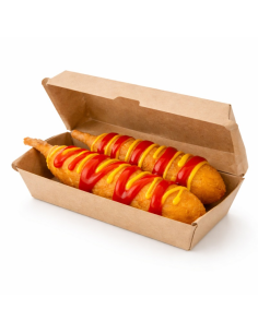 25 Pcs - Boîte hot dog carton kraft brun - 20,8 x 7,5 x 7 cm, microcannelé 2