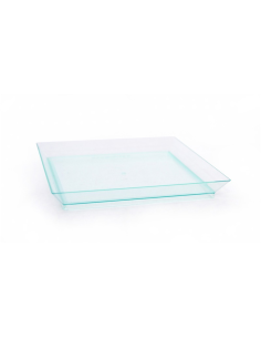 50 Pcs - Éléments de plateau plastique "Klarity" - Vert transparent, 13 x 13 cm
