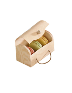 100 Pcs - Boîte mini bûche en bois pour macarons - 11 x 8 cm, Hauteur: 5,5 cm 2