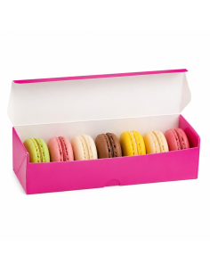 50 Pcs - Boîte carton fushia 7 macarons - 21,5 x 7 x 5 cm, élégante et pratique 2