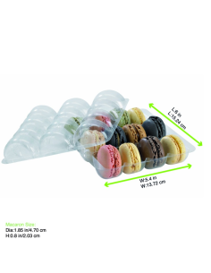 25 Pcs - Insert plastique PET transparent 12 macarons - 15,2 x 13,8 x 2 cm, fermeture 2
