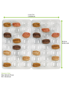 100 Pcs - Insert plastique PET transparent pour macarons - 35,5 x 25 x 2,3 cm, clipsable 2
