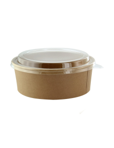 25 Pcs - Saladier rond en carton kraft "Buckaty" - 161 mm, Hauteur: 65 mm