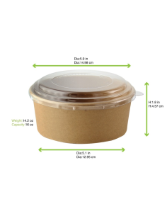 45 Pcs - Saladier rond en carton "Buckaty" - 480 ml, Diam: 15 cm, Hauteur: 4,5 cm 2