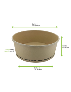 45 Pcs - Saladier rond en carton "Buckaty" - 1300 ml, Diam: 18,5 cm, Hauteur: 6,6 cm 2