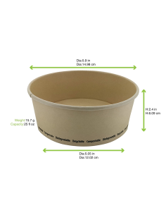 45 Pcs - Saladier rond en carton "Buckaty" - 750 ml, Diam: 15 cm, Hauteur: 6 cm 2