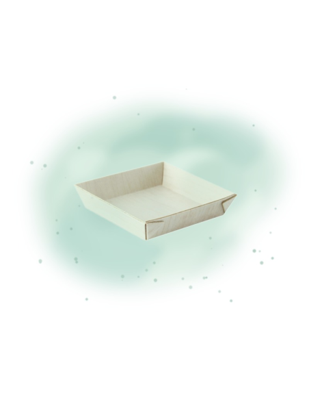 20 Pcs - Barquette carrée en bois "Samouraï" - 7 cm, 1,5 cm de hauteur