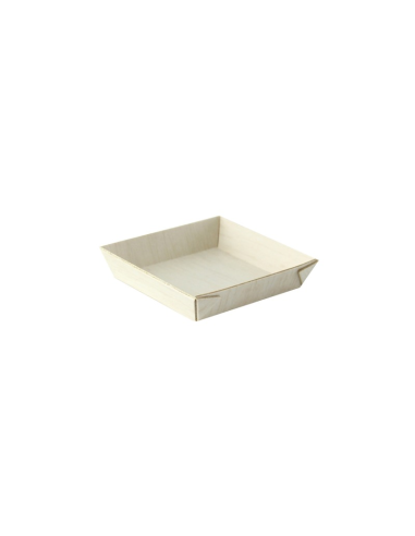 20 Pcs - Barquette carrée en bois "Samouraï" - 7 cm, 1,5 cm de hauteur