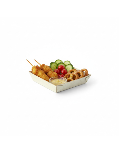 20 Pcs - Barquette carrée en bois "Samouraï" - 7 cm, 1,5 cm de hauteur