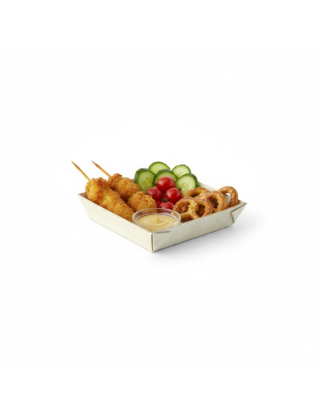 20 Pcs - Barquette carrée en bois "Samouraï" - 7 cm, 1,5 cm de hauteur
