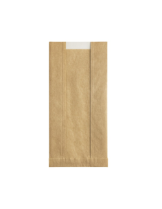 1000 Pcs - Sac papier kraft brun à fenêtre microperforée 140x70mm H440mm