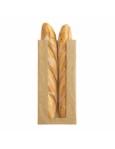 1000 Pcs - Sac papier kraft brun à fenêtre microperforée 140x70mm H440mm 2