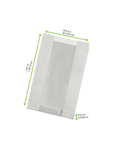 1000 Pcs - Sac papier kraft blanc à fenêtre - 22 cm x 14 cm x 6 cm, ingraissable 2