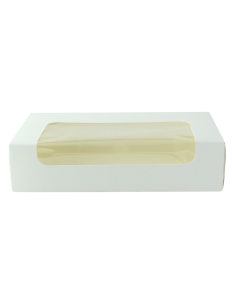 50 Pcs - Boîte carton blanche avec fenêtre - 19 cm, 11,3 cm, Hauteur: 4,4 cm
