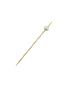 100 Pcs - Pique bambou "Bijou" - 9 cm, avec perle blanche, idéal pour le service