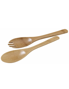 50 Pcs - Couverts à service en bambou - 25 cm, set de 2 pièces, éco-responsables
