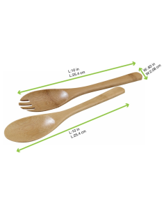50 Pcs - Couverts à service en bambou - 25 cm, set de 2 pièces, éco-responsables 2