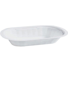 2100 Pcs - Barquette plastique PP blanche oblongue - 159x102mm, Hauteur: 25mm, Micro-ondable
