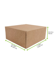 50 Pcs - Boîte pâtissière carton kraft brun - 18 x 18 cm, Hauteur: 8 cm 2