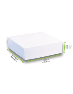 50 Pcs - Boîte pâtissière carton blanche - 28 x 28 cm, Hauteur: 8 cm 2