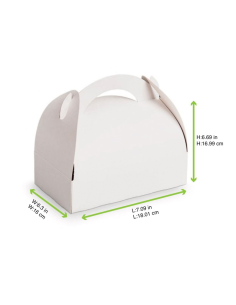 50 Pcs - Boîte pâtissière carton blanche - 18 x 16 x 17 cm, avec anse 2
