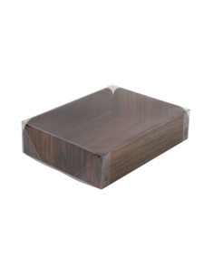50 Pcs - Rectangle rainé carton, décor bois 2 faces + couv. Pet 152,4x203,2mm H50,8mm