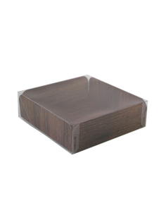 50 Pcs - Carré rainé carton décor bois double face+Couv. PET 203,2x203,2mm H63,5mm