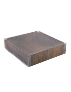 50 Pcs - Carré rainé carton décor bois double face + Couv. PET 254x254mm H63,5mm
