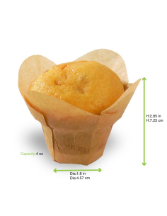 100 Pcs - Caissette de cuisson lotus en papier brun - Diam: 4,5 cm, Hauteur: 7,2 cm 2