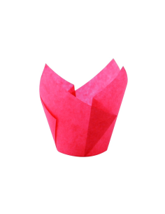 100 Pcs - Caissette de cuisson tulipe rose - Diam: 5 cm, Hauteur: 8,5 cm 2