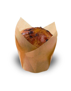100 Pcs - Caissette cuisson tulipe en papier brun - Diam: 6 cm, Hauteur: 9 cm, 17,5 x 17,5 cm